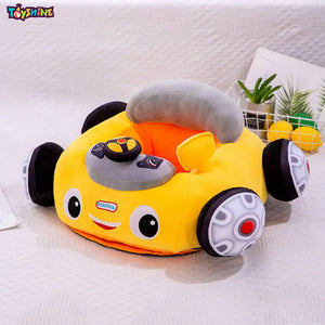Toyshine Baby Sofa Seat Cartoon Car Chair Toys for Kids Soft Plush Cushion Supporting Sofa Seat for Babies, Kids - Yellow
