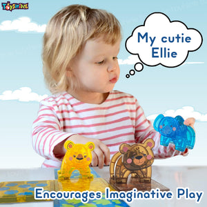 Toyshine 16 Pc Jungle Theme Magnetic Tiles Building Block Constructing & Creative Learning Educational Toy Stem Kit for 3+ yrs