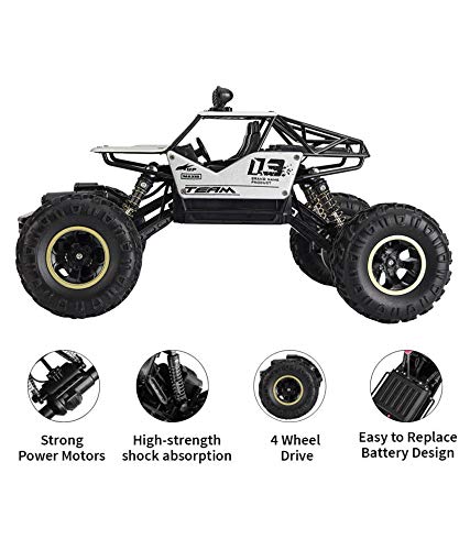 Toyshine Alloy Dirt Drift Remote Controlled Rock Car RC Monster Truck, Four Wheel Drive, 1:18 Scale 2.4 Ghz