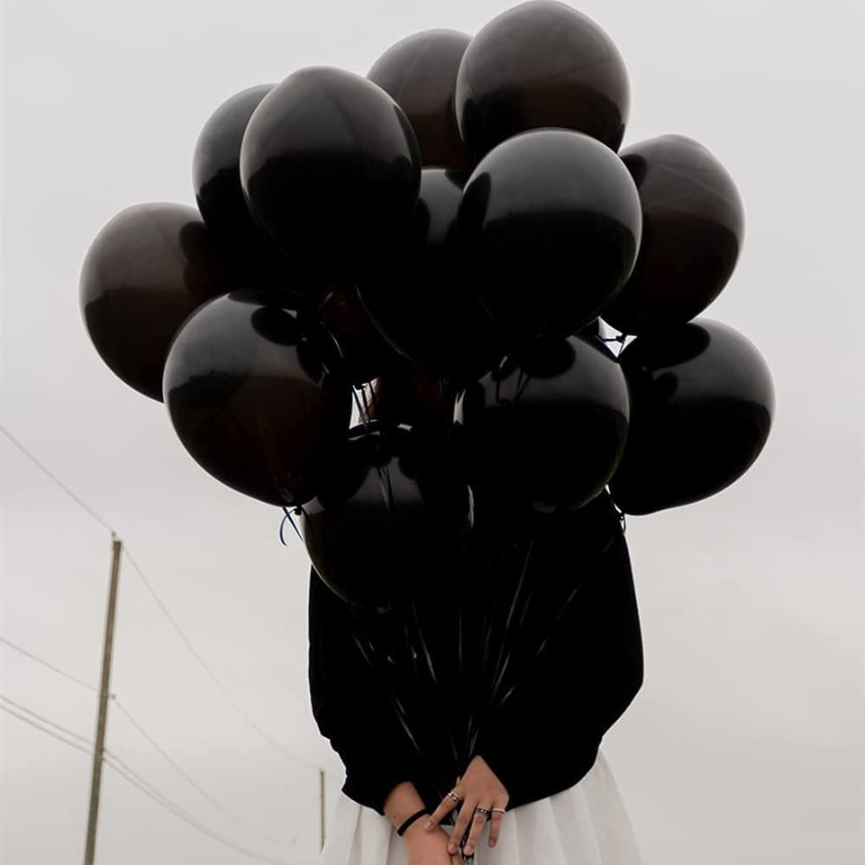 Toyshine Black Metallic Balloons for Party with 50pc 12inc Thick balloons Set