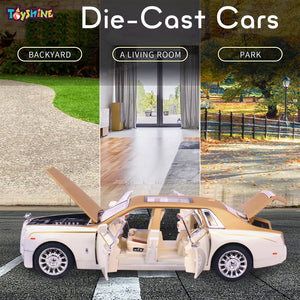 Toyshine 1:24 Scale Rolls-Royce Alloy Car Metal Die Cast, Opening Doors, Vehicle Toy Car with Sound and Light for Kids Boy Girl Gift - Yellow