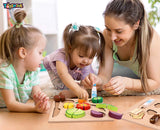Toyshine Pack of 4 Wooden Toddler Puzzles | Small ABC, Shape Puzzle, Cutting Bakery Food and Vegetables | Kids Educational Preschool Puzzles for Children Babies Boys Girls