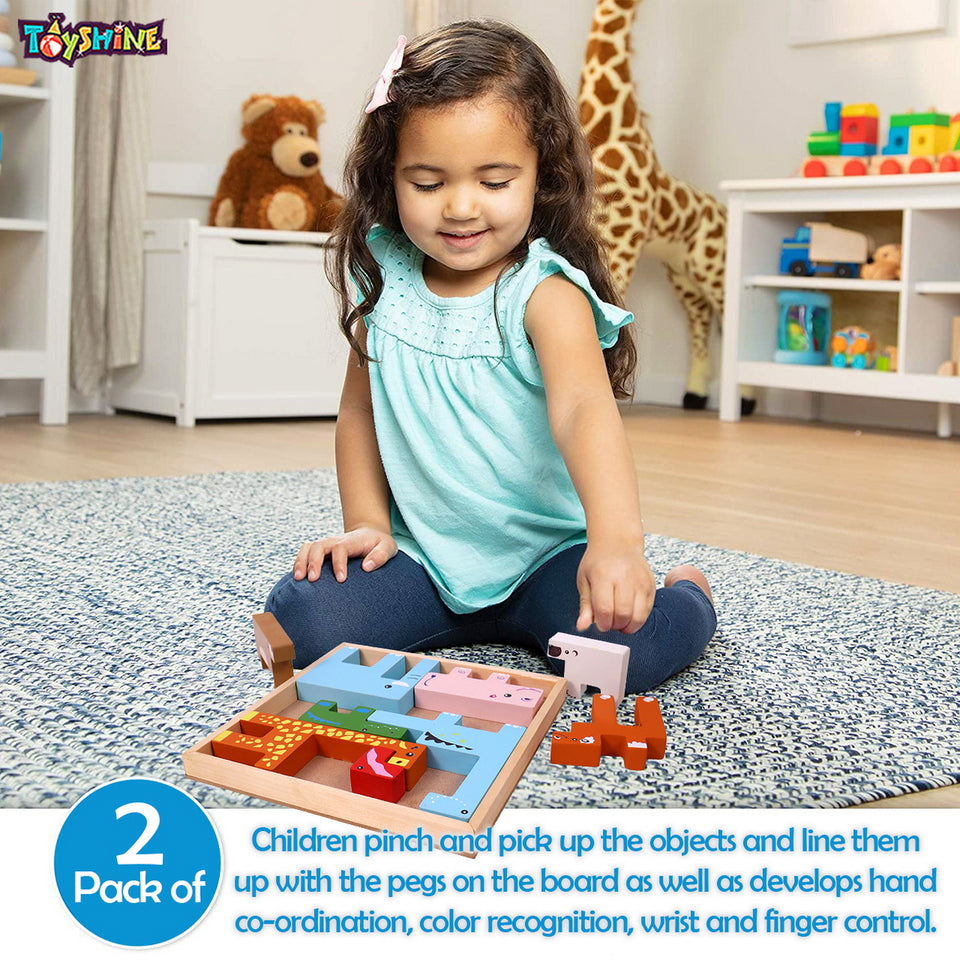 Toyshine Wooden Animal Creative Building Blocks Puzzle, Children’s Building Blocks , Three-Dimensional Puzzle for Kids