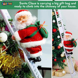 Toyshine Santa Climbing Ladder Christmas Decoration Electric Santa Claus Climbing Rope Ladder, Christmas Super Climbing Santa Plush Doll Toy for Christmas Tree Ornament