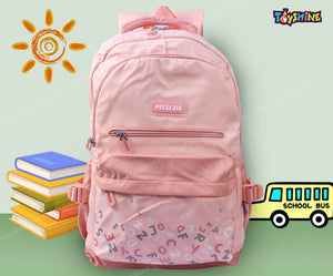 Toyshine Alphabets High School College Backpacks for Teen Girls Boys Lightweight Bag-Pink