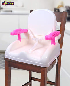 Toyshine Baby Seat Booster Chair Space Saver High Chair Toddler Folding Booster Seat - Portable Feeding Chair with Safety Belt and Food Tray - Pink