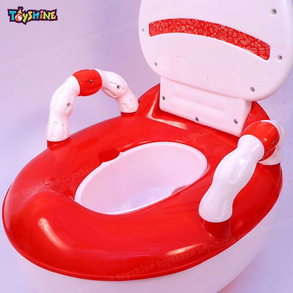Toyshine 2 IN 1 Potty Training Seat with Removable Potty Bowl Toilet Seat for Toddler Boys Girls Kids with Handles, Indendent Seat | Anti-Splash Design, Puppy, Red