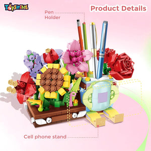 Toyshine Flower Building Blocks Toy kit, Artificial Flowers for Home, Mini Bricks Building Blocks Sets, DIY Decoration Home, Gift for Girls and Boys (752PCS)