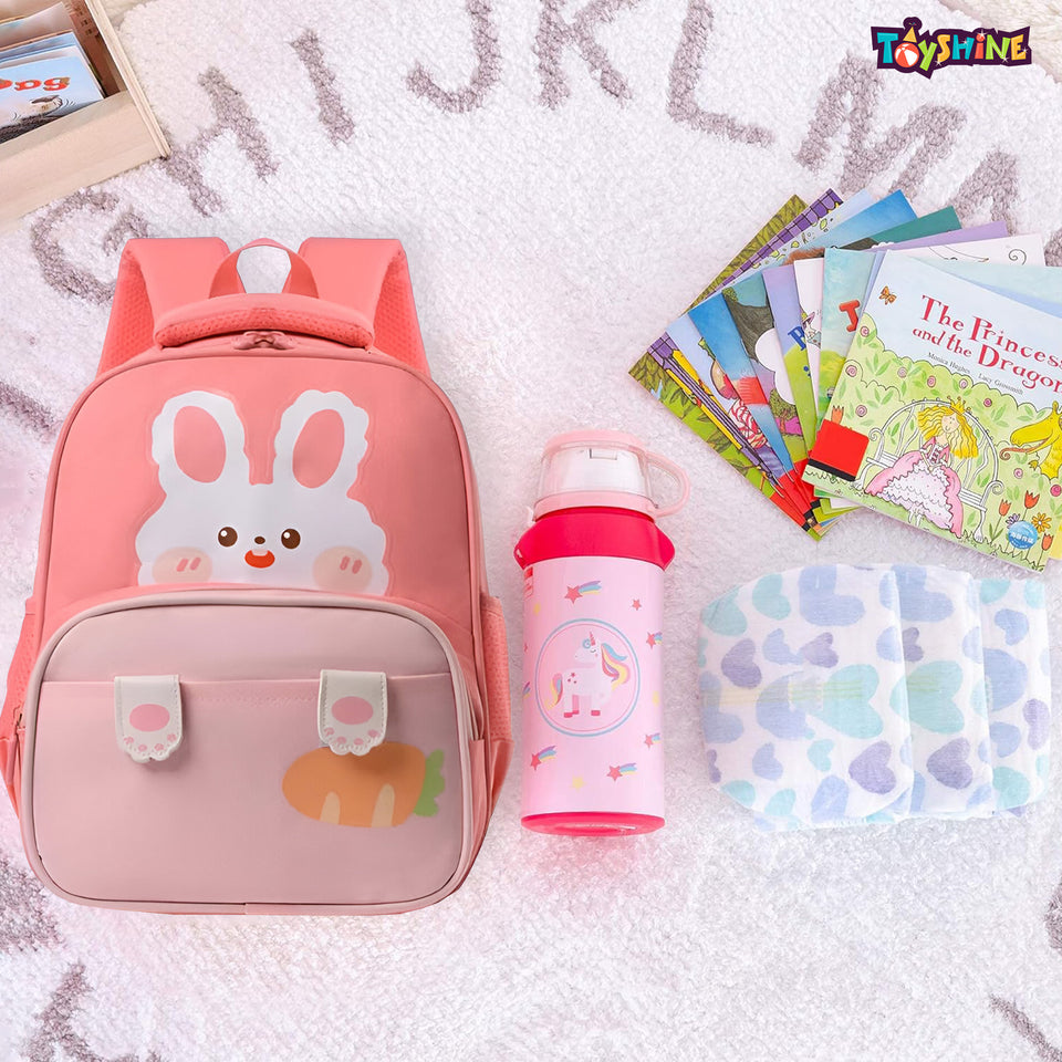 Toyshine 11" Cute Rabbit Design Kindergarten Backpack for Kids Girls Boys Toddler Backpack Preschool Nursery Travel Bag Picnic Bag,Mini Size - Pink