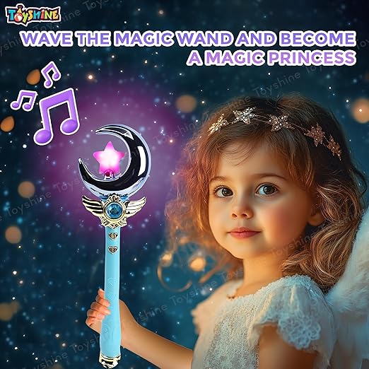 Toyshine Princess Fairy Magic Wand Moon Styling Stick Flashing Toy with Music and Light for Kids - D