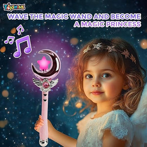 Toyshine Princess Fairy Magic Wand Moon Styling Stick Flashing Toy with Music and Light for Kids - C