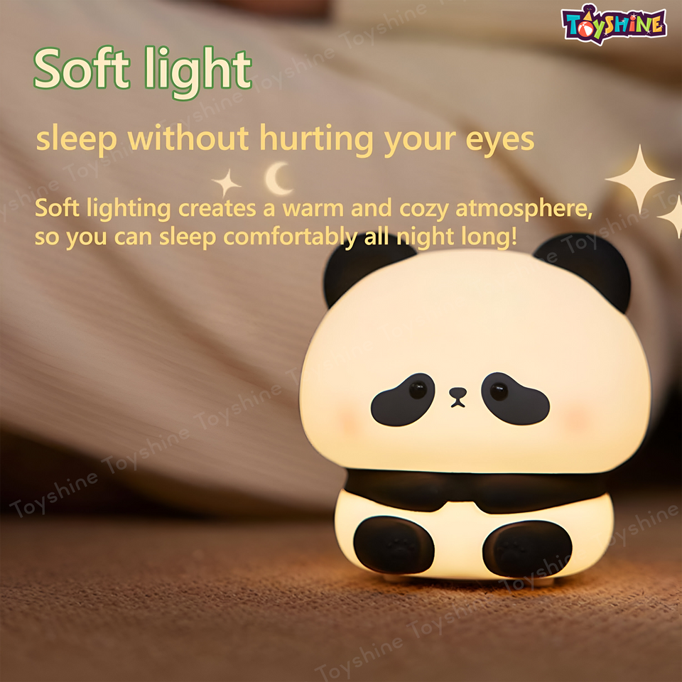 Toyshine Sad Panda Night Light Squishy Silicone 3-Level Dimmable LED Rechargeable Touch Lamp with Timer Function for Bedroom & Office