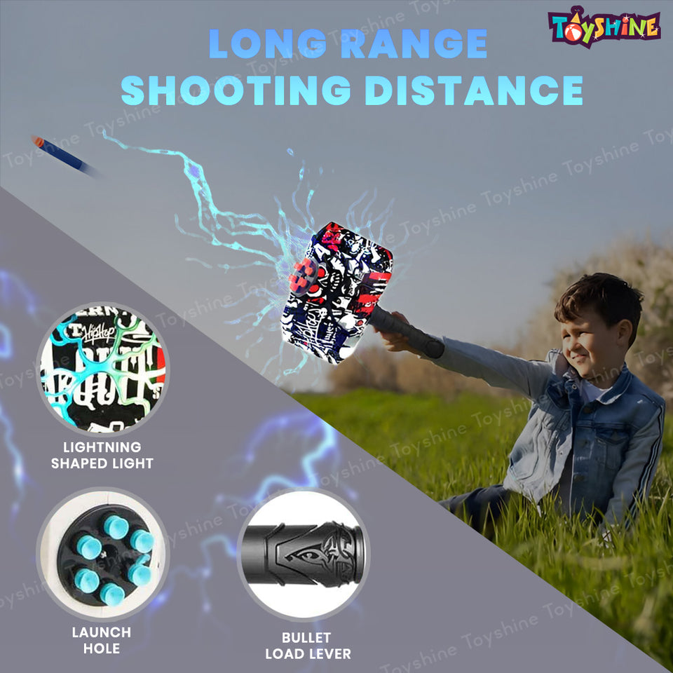 Toyshine Dynamic Design Durable ABS Build Vibrant Color Show Skill Enhancer Ready-to-Play Hammer Dart Gun with Target and Soft Darts Perfect for Indoor and Outdoor Adventures