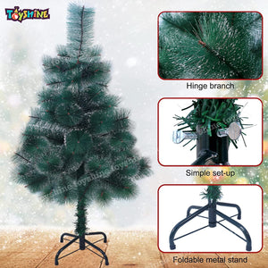 Toyshine 4 Feet Snow Pine Christmas Tree Celebration Decoration Indoor Outdoor X-mas Santa Claus Tree Heavy with Metal Base