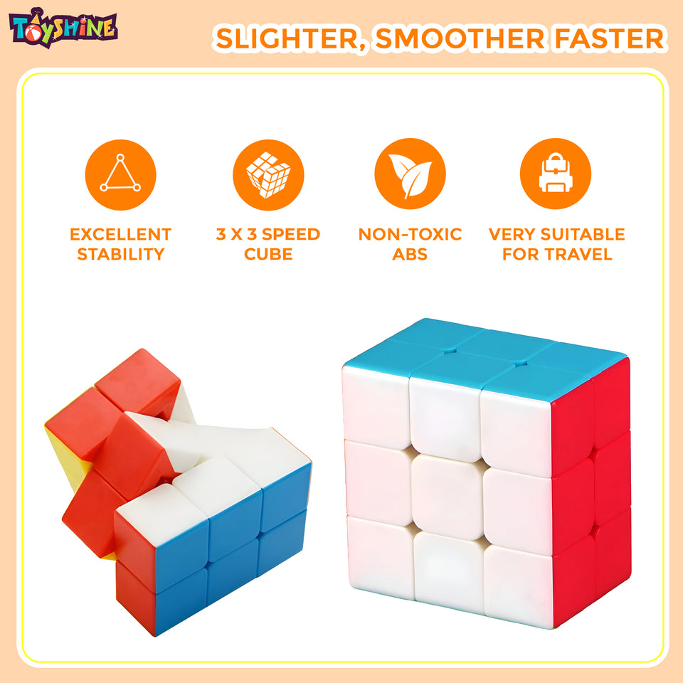 Toyshine 3x3x2 Stickerless Smooth Play Speed Cube Speedy Stress Buster Brainstorming Puzzle for Kids & Adults