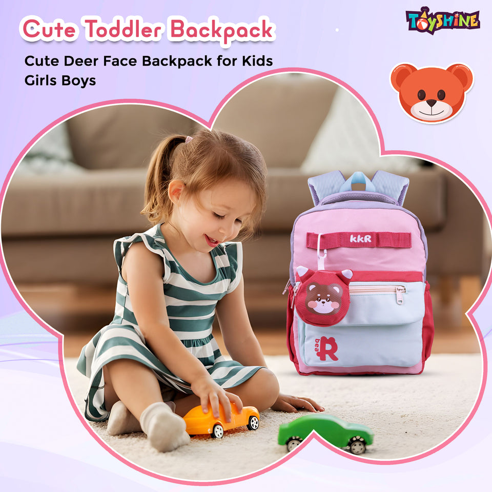 Toyshine 11" Cute Bear Design Kindergarten Backpack for Kids Girls Boys Toddler Backpack Preschool Nursery Travel Bag Picnic Bag, Mini Size - Multi Model A