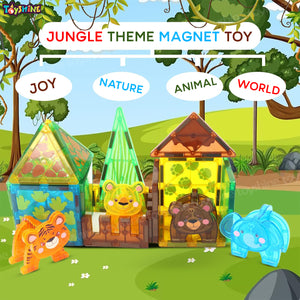 Toyshine 27 Pc Jungle Theme Magnetic Tiles Building Block Constructing & Creative Learning Educational Toy Stem Kit for 3+ yrs
