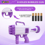 Toyshine Rocket Boom 32 Hole Bubble Blaster for Kids | High Volume Bubble Gun with Solution | Ultimate Bubble Fun Maker - Purple