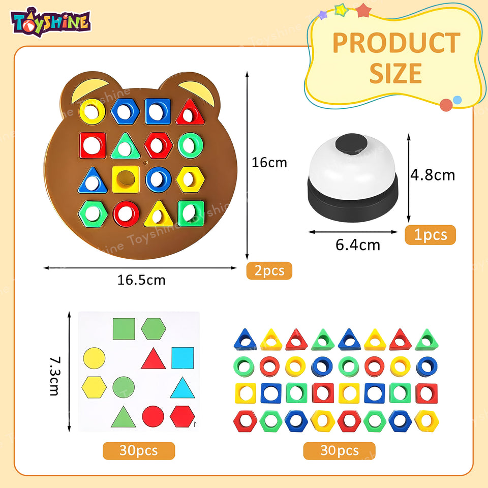 Toyshine Geometric Shape Matching Puzzle Learning Battle Interactive Educational Brainteaser Smart Games Parent Child Interactive Toys for Kids 3+