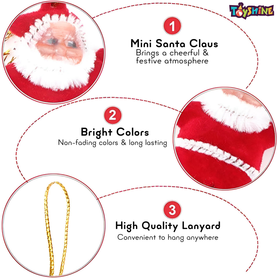 Toyshine 6 Pc Cute Mini Santa Claus Christmas Tree Hanging Decorations Xmas Tree Ornaments Santa Claus Toy Doll for Kids & Christmas Decor
