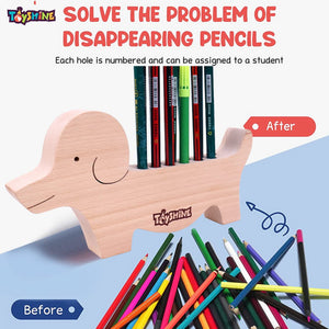 Toyshine Animal Shaped Wooden Pen Pencil Holder|Desk Organizer- Dog