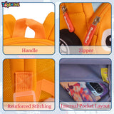 Toyshine 12" Cute Car Face Backpack for Kids Girls Boys Toddler Backpack Preschool Nursery Travel Bag - Mini Size - Orange