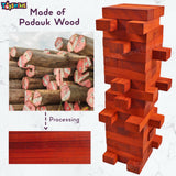 Toyshine Wooden Tower 54 Pcs Wooden Building Block, Stacking Game, Tumbling Tower Game for Kids Adult Boys Girls- Classic Padauk