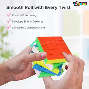 Toyshine Pack of 3 Speed Cube Set, 3x3x3 5x5x5 Magic Stickerless Speed Cube, Hard Movement High Stability Flat Pyramid Speed Cube- Gift Packing Games Toy