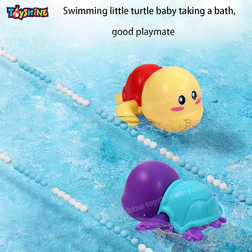 Toyshine 4 Pack Cute Swimming Turtle Bath Toys for Toddlers 1-2, Floating Wind Up Toys for 1 Year Old Boy Girl, New Born Baby Bathtub Water Toys, Preschool Toddler Pool Toys