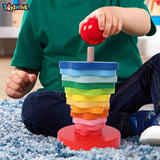 Toyshine Pack of 3 Wooden Combo Set - Rainbow Stacking Rings, Abacus, Small ABC and Shape Puzzle | Play Montessori Toys for Kids for Girls Boys