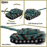 Toyshine 4 Channel 360° Rechargeable Remote Control Battle Tank Military Fighting War Vehicles Great Gift for Kids 3+ - Green