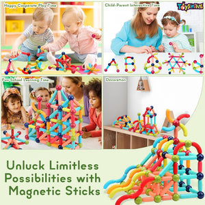 Toyshine 100 Pc Magnetic Roundels Sticks Building Block Constructing & Creative Learning Educational Toy Stem Kit for 3+ yrs Kids