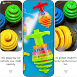 Toyshine 12 Pack Light Up Spinning Tops for Kids Flashing LED Gyro Peg-Top Spinner Toys Bulk Glow in The Dark Party Favors (Spring Design)