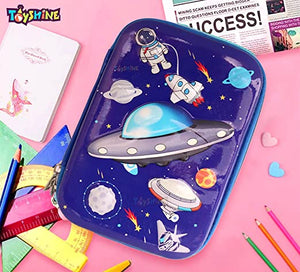 Toyshine Pack of 12 Space Theme Hardtop Pencil Case with Compartments | Birthday Return Gift Party Favor for Girls, Boys, Kids Birthday Party Return Gift - Multicolor