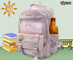 Toyshine Happiness High School College Backpacks for Teen Girls Boys Lightweight Bag - Grey