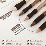 Toyshine Coffee Theme 5 Pc Retractable Quick Dry Ink 0.5mm Fine Gel Point Black Ink Kawaii Smooth Writing Aesthetic pretty pens for Birthday Party Favor Return Gift