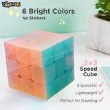 Toyshine Pack of 6 Qiyi 3x3 Jelly Speed Cube Stickerless 3x3x3 Magic Cube Puzzle Brain Teaser Toys Magic Cube Puzzles, Birthday Party Return Gift Party Favor for Kids Adults