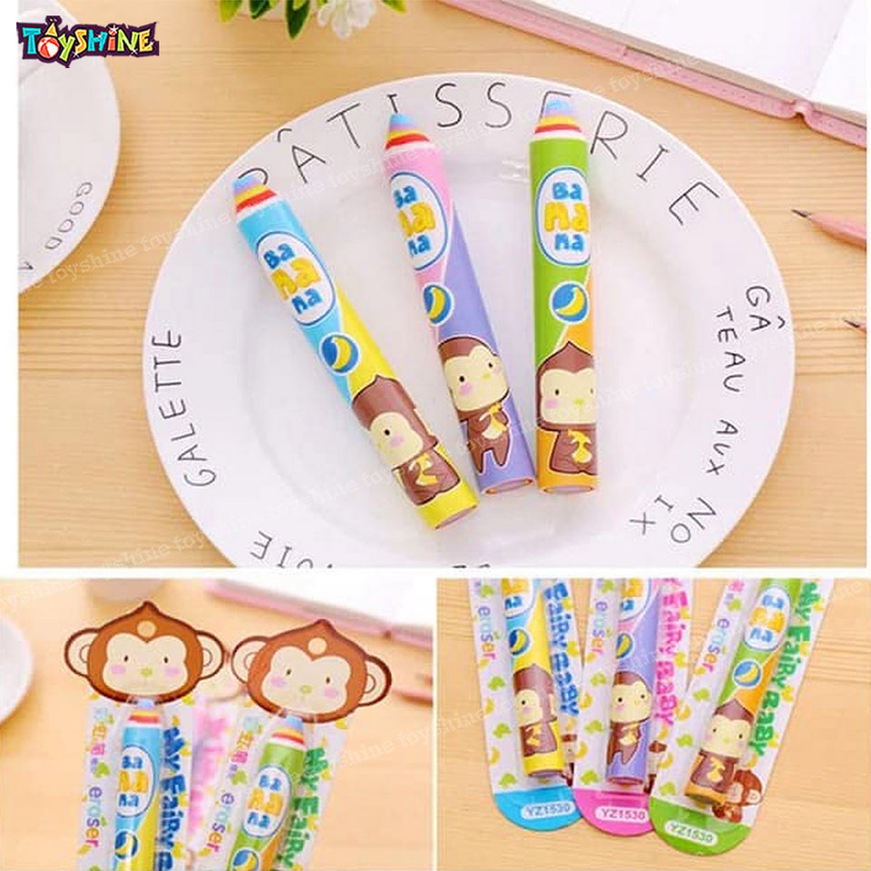 Toyshine Pack of 12 Large Pencil Crayon Theme Colorful Erasers for Children Party Favors, School Supplies, Birthday Return Gift for Boys Girls 3 4 5 6 Year Old