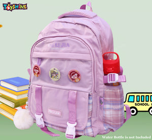 Toyshine High School Backpacks for Teen Girls Boys with 3 Cute Badges, Lightweight Bags for kids - Purple
