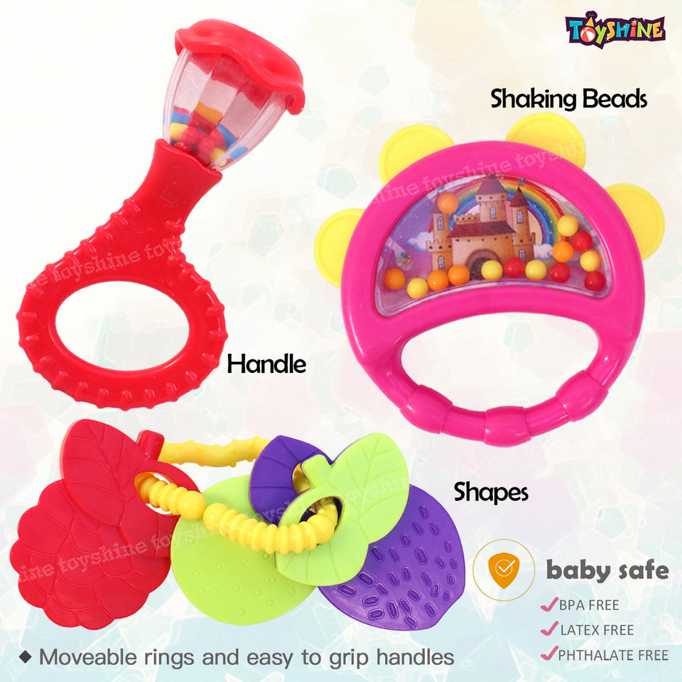 Toyshine Pack of 5 Rattle Set for New Born Babies, Toy for Babies