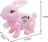 Toyshine Battery Operated Cute Interactive Walking Rabbit with Light & Sound Cuddly Electronic Pet Educational Features Toy for Kids- Pink