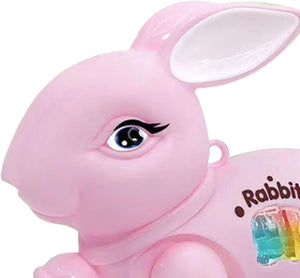 Toyshine Battery Operated Cute Interactive Walking Rabbit with Light & Sound Cuddly Electronic Pet Educational Features Toy for Kids- Pink