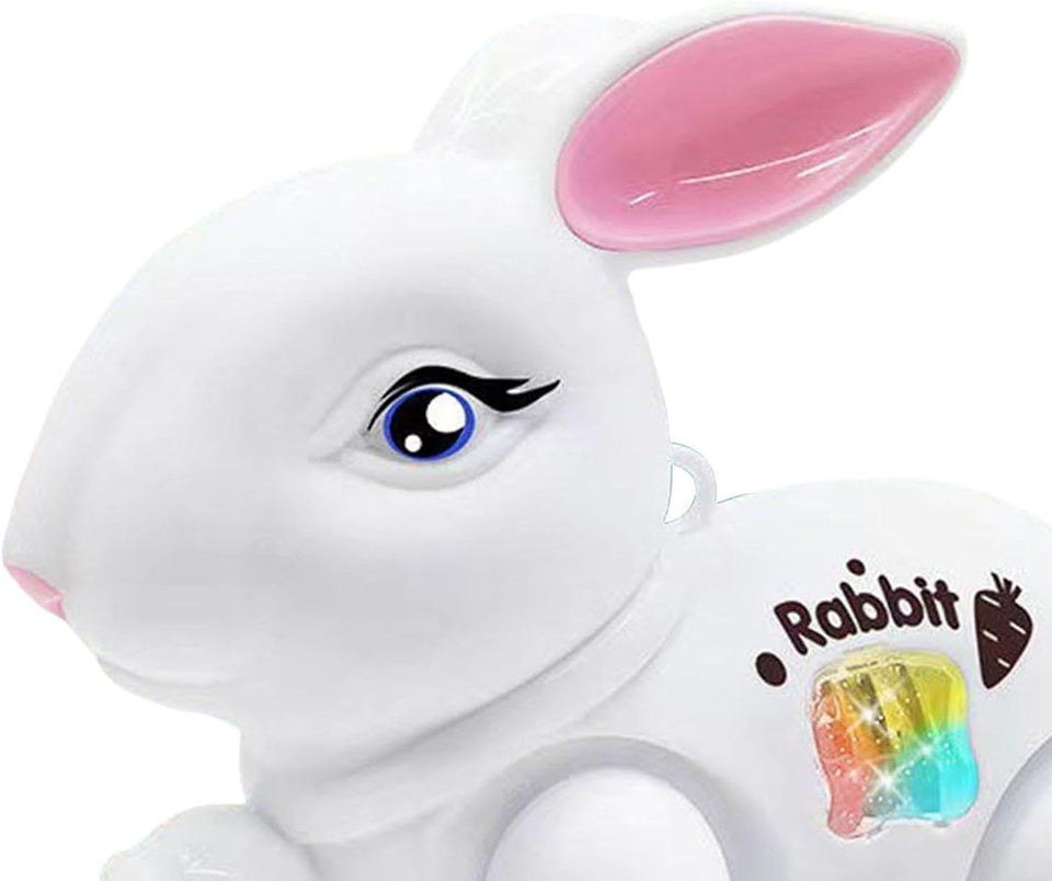 Toyshine Battery Operated Cute Interactive Walking Rabbit with Light & Sound Cuddly Electronic Pet Educational Features Toy for Kids - White