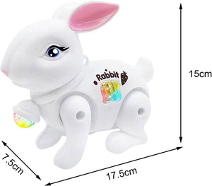 Toyshine Battery Operated Cute Interactive Walking Rabbit with Light & Sound Cuddly Electronic Pet Educational Features Toy for Kids - White