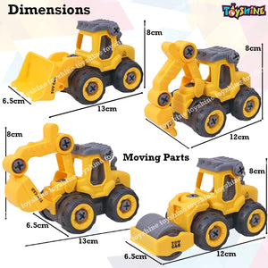 Toyshine Take Apart Toys 4 Pack - DIY Construction Engineering Car Toy, Kids STEM Sand Toys for Toddlers Age 3-5, Building Sandbox Toys Truck, Birthday Gifts for Boys 2 3 4 5 6 Year Old