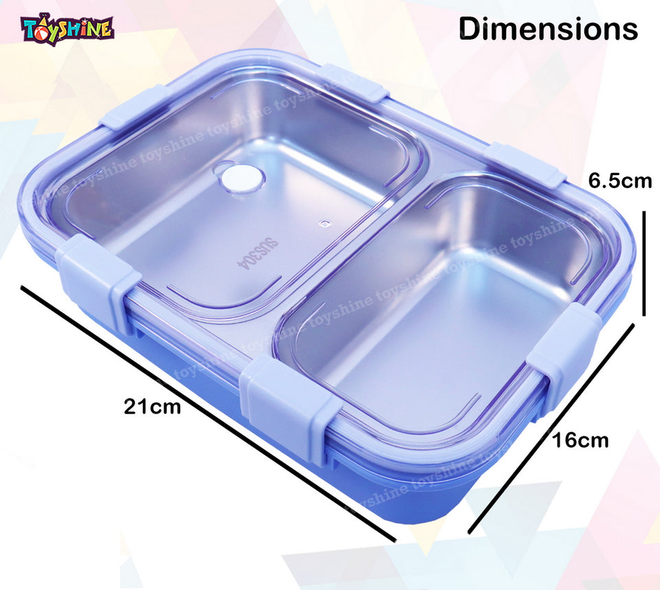 Toyshine Stainless Steel Bento Box for Kids Adults, 2 Compartments Sealed, Breathable Vent, Leak-proof Lunch Box, Keep Foods Separated Food Storage Container, Food-Safe Materials -Purple