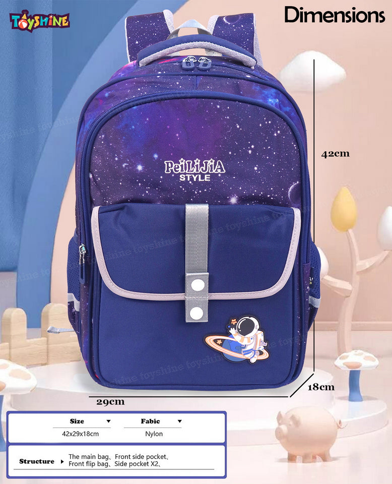 Toyshine Space Theme High School Kids Backpacks for Teen Girls Boys Lightweight Bag - Blue