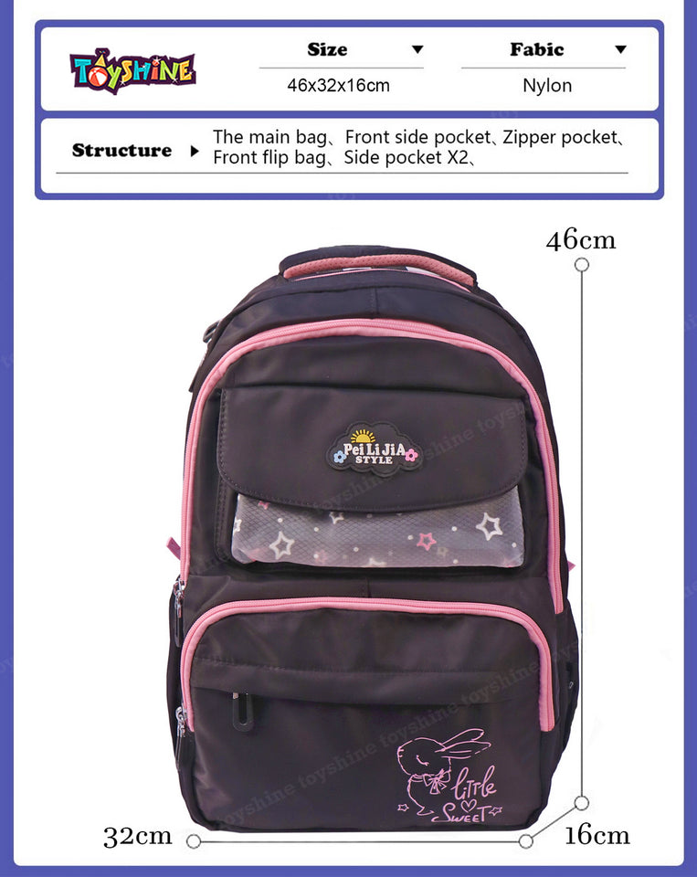 Toyshine Little Sweet School College Backpacks for Teen Girls Lightweight Bag- Black