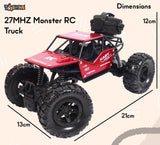 Toyshine 1:18 Scale 27MHZ Monster RC Truck with Booster Spray Function All Terrain Stunt Racing Car Rechargeable Indoor Outdoor Toy Car-Red