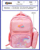 Toyshine Cloudy Unicorn High School College Backpacks for Teen Girls Boys Lightweight Bag with Pencil Pouch -Peach